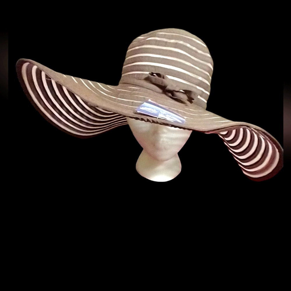 Brown & Sheer Striped Hat ~ Nwt